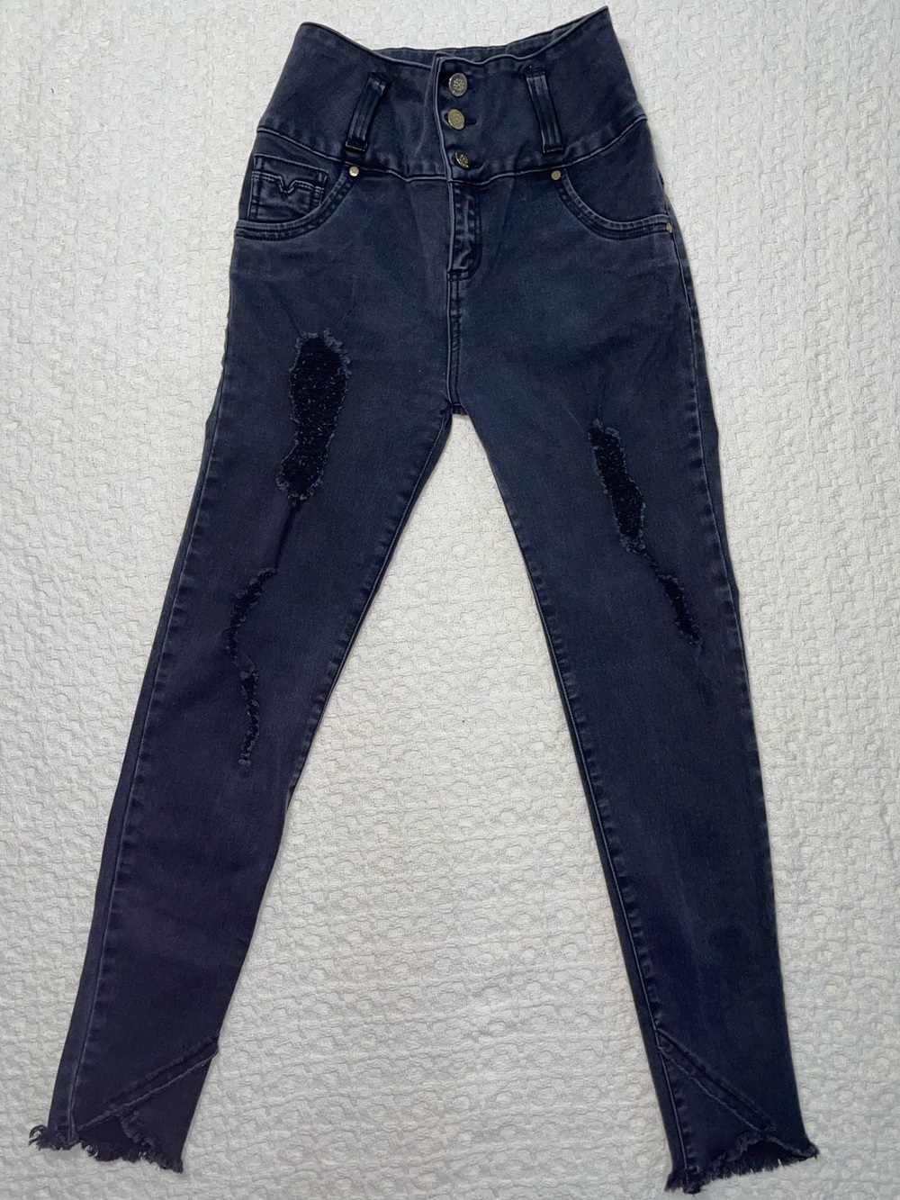 Tissini Colombian High-Waisted Distressed Skinny Jeans Size 5
